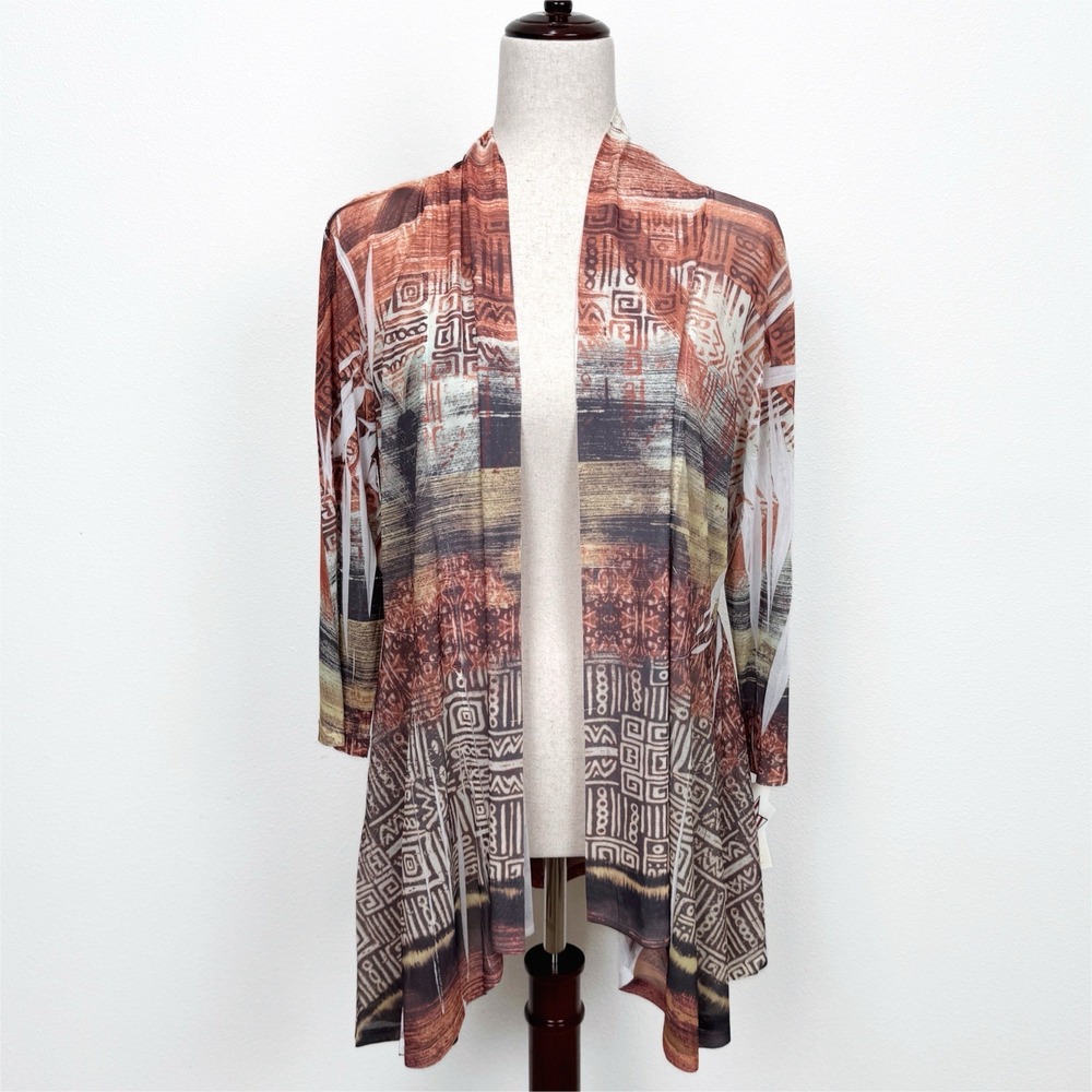 NEW Jess & Jane Top Womens‎ Large Neutral Open Earthy Tones Whimsigoth Abstract